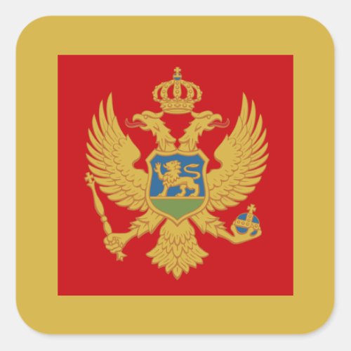 Montenegrin Flag  Coat of Arms Montenegro Square Sticker