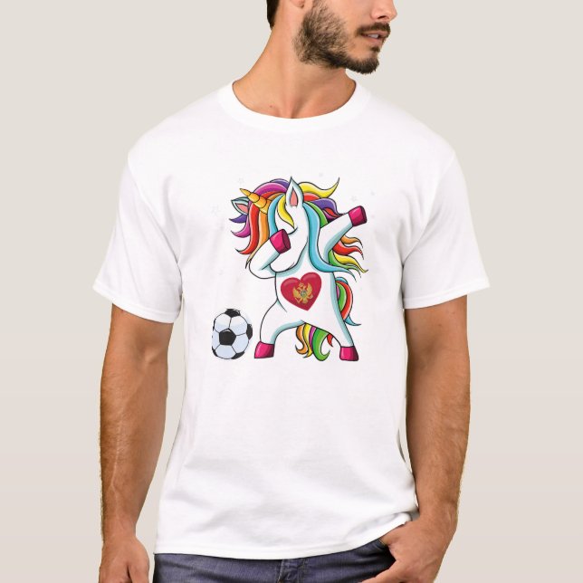 Montenegro Dabbing Soccer Unicorn T-Shirt (Front)