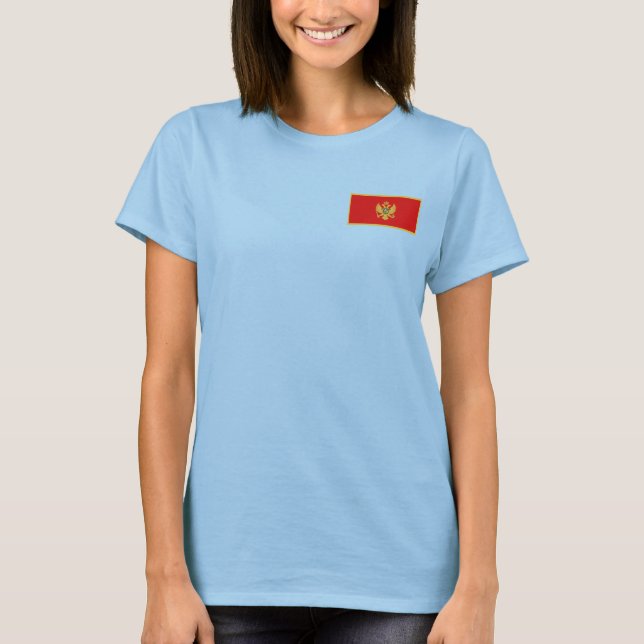 Montenegro Flag and Map dk T-Shirt (Front)