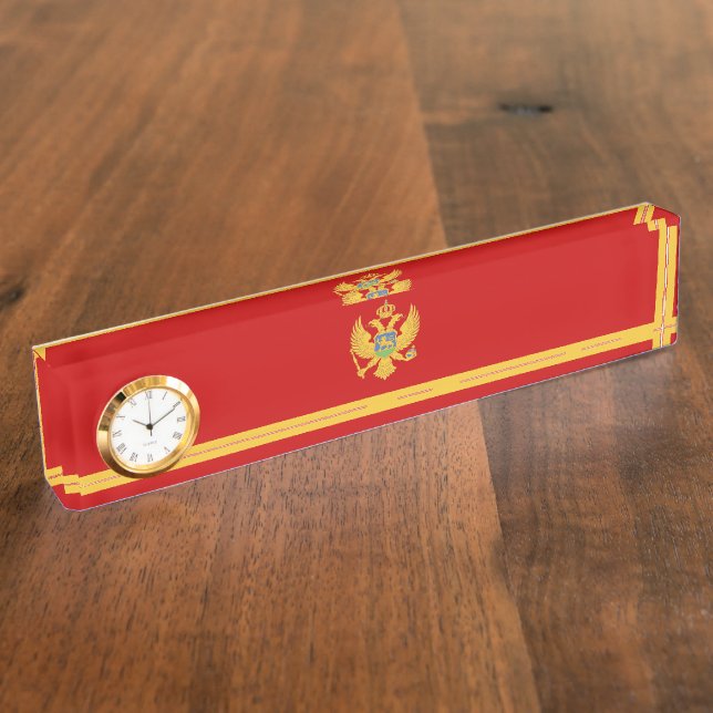 Montenegro flag desk name plate (Side)
