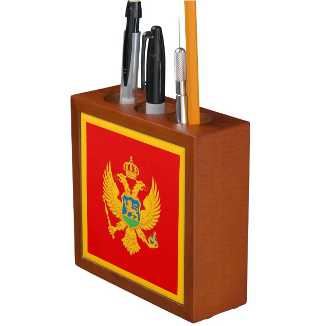 Montenegro Flag Desk Organizer (In Situ)