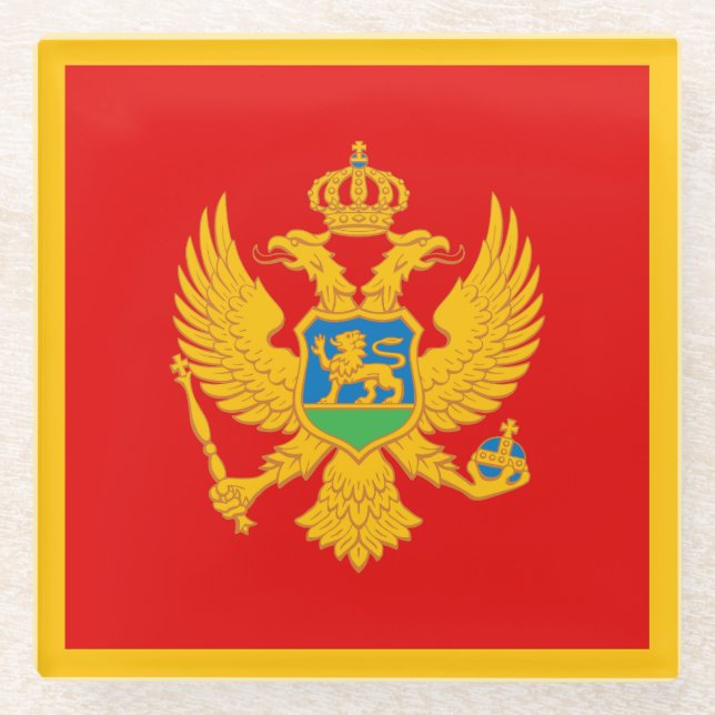 Montenegro Flag Glass Coaster (Front)