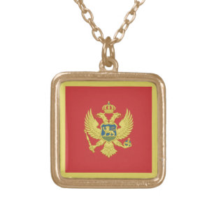 Montenegro Flag Gold Plated Necklace