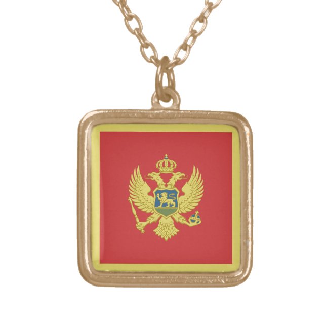 Montenegro Flag Gold Plated Necklace (Front)
