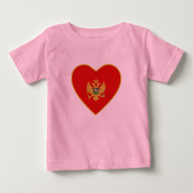 Montenegro Flag Heart T-Shirt (Front)