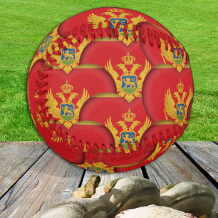 Montenegro Flag, Hearts Baseballs, Love Montenegro Baseball