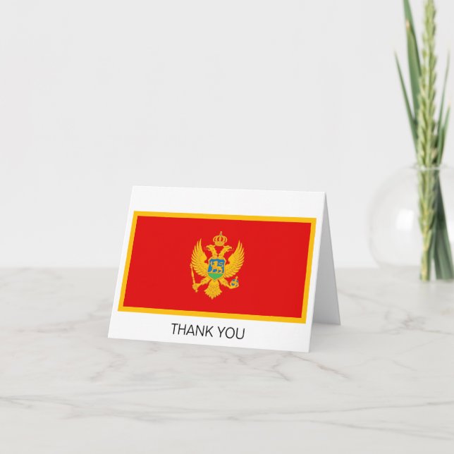 Montenegro Flag Letterpress Thank You Card (Front)