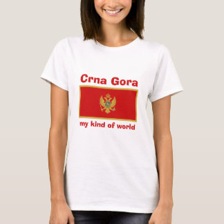 Montenegro Flag + Map + Text T-Shirt