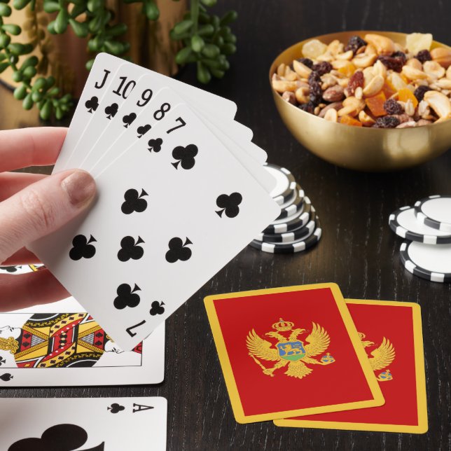 Montenegro flag poker cards (In Situ)