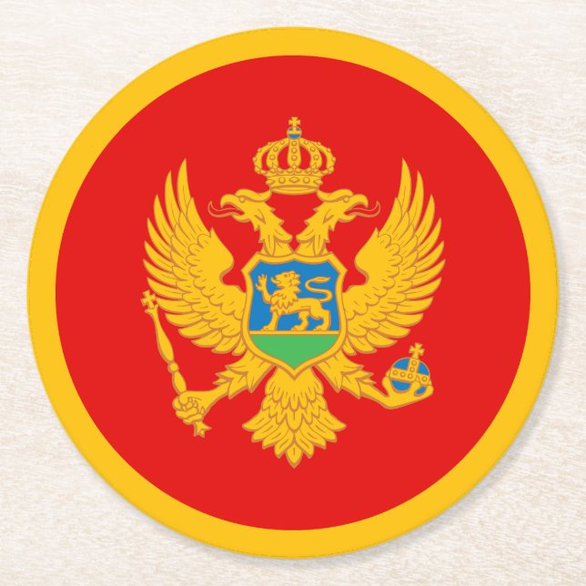 Montenegro Flag Round Paper Coaster (Front)