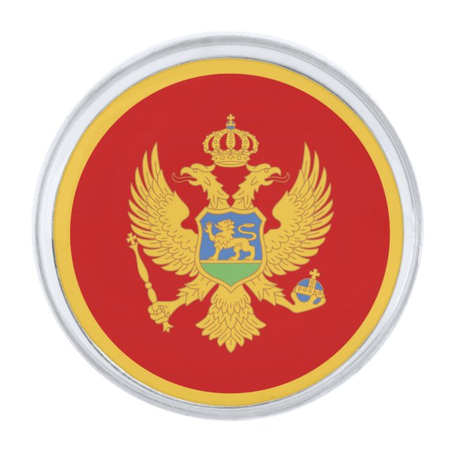 Montenegro flag silver finish lapel pin (Front)