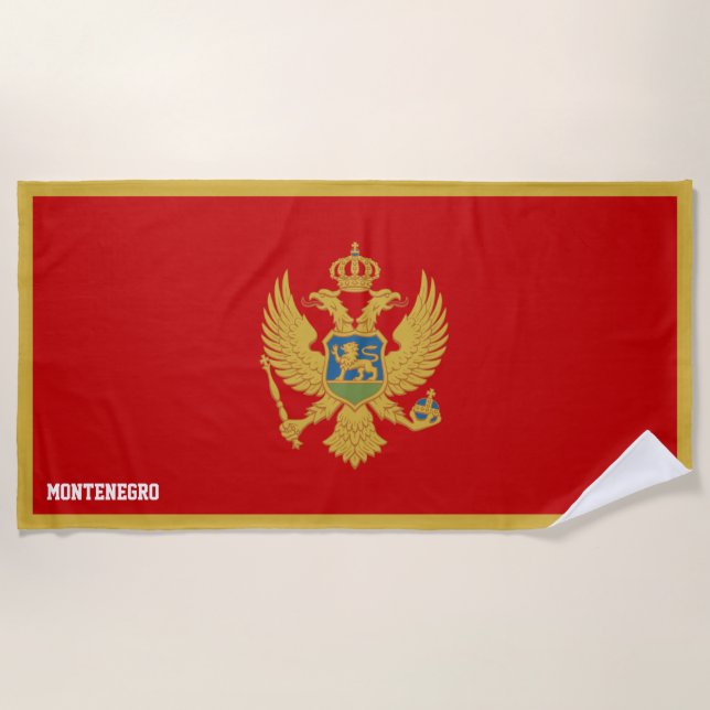 Montenegro Flag Splendid Patriotic Beach Towel (Front)