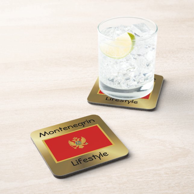 Montenegro Flag+Text Coaster (Right Side)