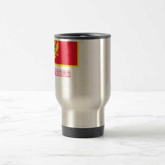 Montenegro Flag with Name Travel Mug (Center)