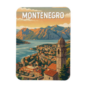 Montenegro Illustration Travel Art Vintage Magnet