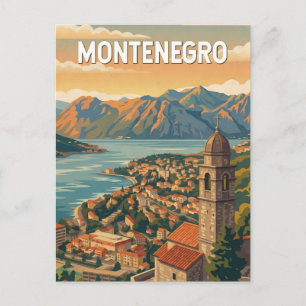 Montenegro Illustration Travel Art Vintage Postcard