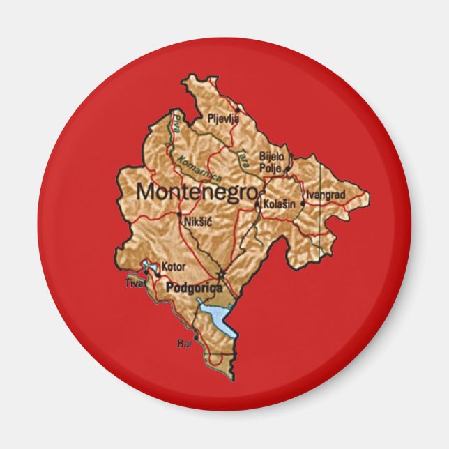 Montenegro Map Magnet (Front)
