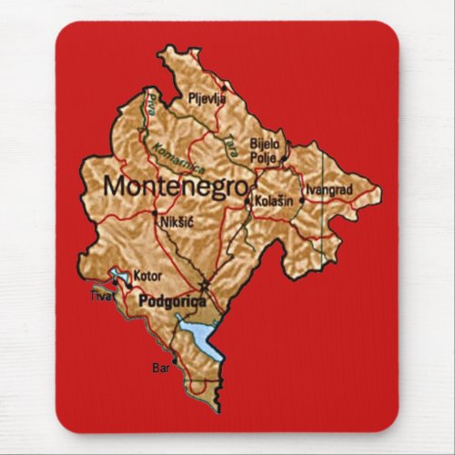 Montenegro Map Mousepad