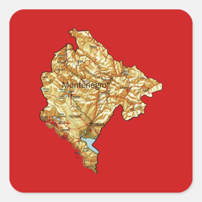 Montenegro Map Sticker (Front)