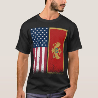 Montenegro Montenegrin American Flags Proud USA T-Shirt
