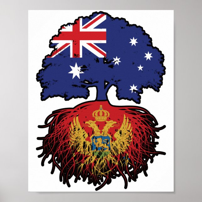 Montenegro Montenegrin Australian Australia Tree Poster (Front)