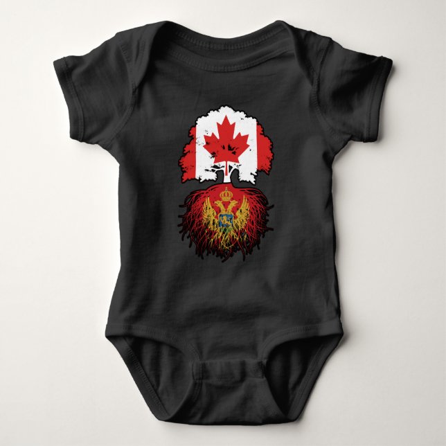 Montenegro Montenegrin Canadian Canada Tree Roots Baby Bodysuit (Front)