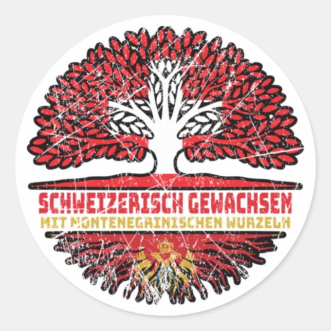 Montenegro Montenegrinisch Schweizer Schweiz Baum Classic Round Sticker (Front)