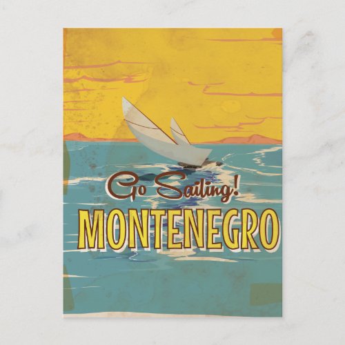 Montenegro sailing vintage travel poster postcard