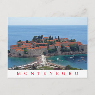 Montenegro Sveti Stefan panoramic view postcard