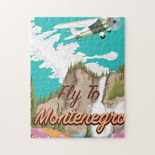 Montenegro vintage flight travel poster jigsaw puzzle