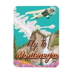 Montenegro vintage flight travel poster magnet