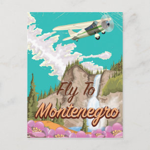 Montenegro vintage flight travel poster postcard