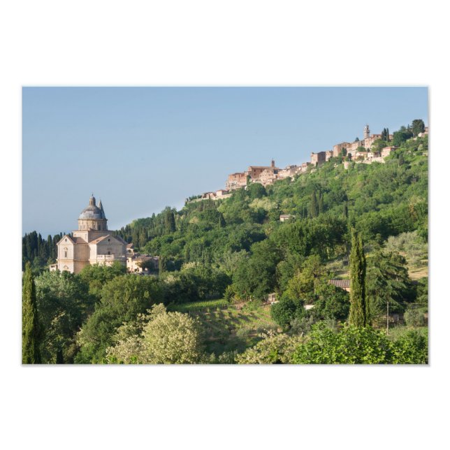 Montepulciano cathedral and town photo print (Front)