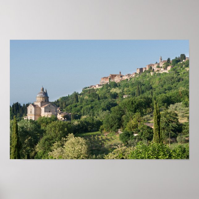 Montepulciano cathedral and town poster print (Front)