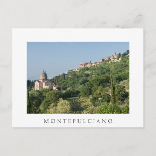 Montepulciano cathedral and town white postcard