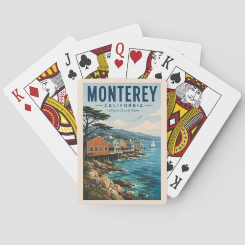 Monterey Bay California Illustration Travel Art Poker Cards