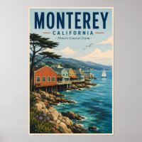 Monterey Bay California Illustration Travel Art