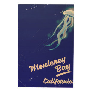 Monterey Bay California Jelly vintage travel Wood Wall Decor