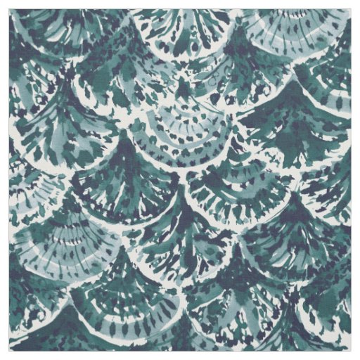 MONTEREY BAY MERMAID Indigo Scallop Coastal Fabric