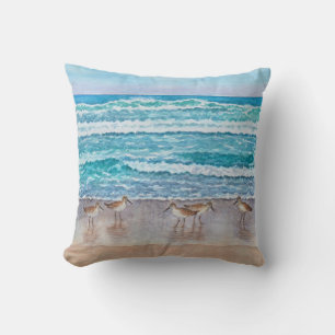 Monterey Bay Sandpipers Throw Pillow