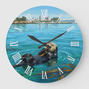 Monterey Bay Sea Otter California Travel Large Clock