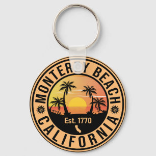 Monterey Beach California Retro Sunset Souvenirs Keychain