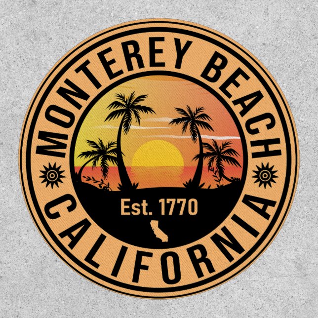 Monterey Beach California Retro Sunset Souvenirs Patch (Front)