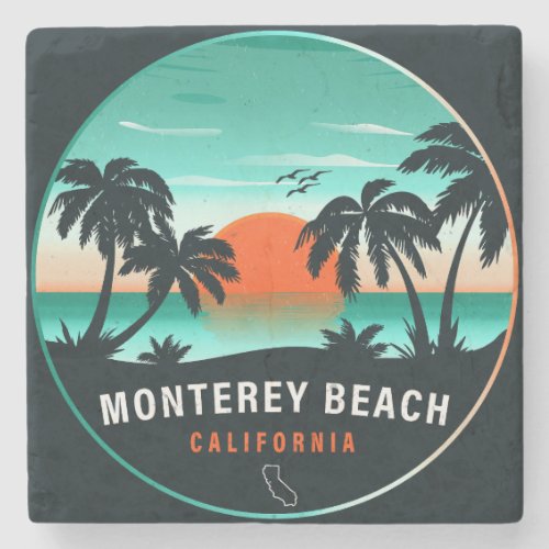 Monterey Beach California Retro Sunset Souvenirs Stone Coaster