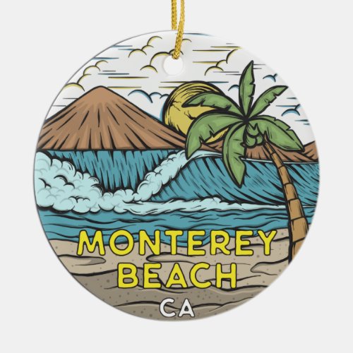 Monterey Beach California Vintage Ceramic Ornament