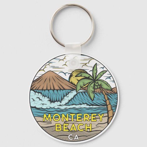 Monterey Beach California Vintage Keychain