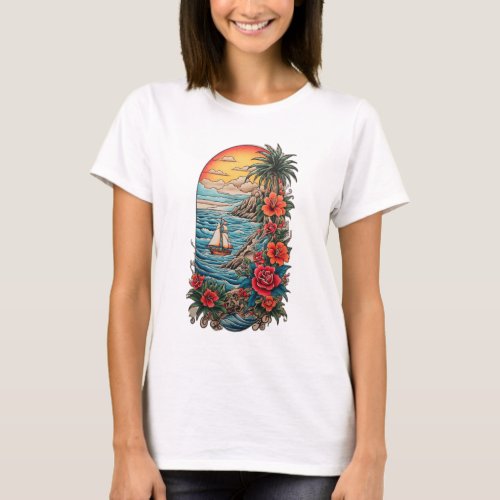 Monterey Breeze Sailor Jerry  Ed Hardy Inspired  T_Shirt