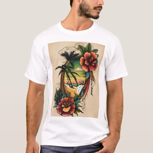 Monterey Breeze Sailor Jerry  Ed Hardy Inspired  T_Shirt