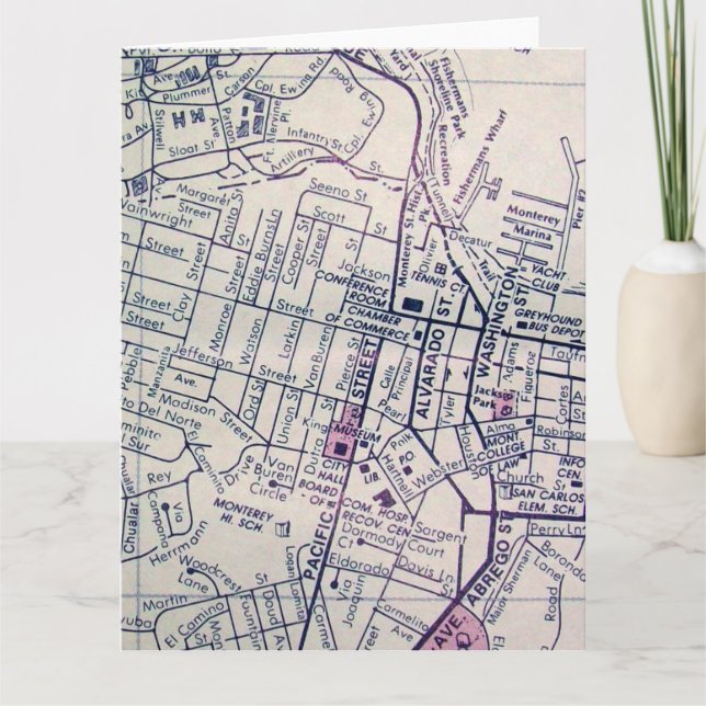 Monterey, CA Vintage Map Card (Front)