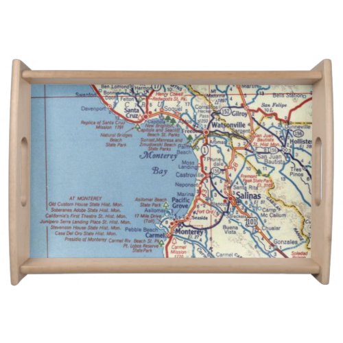 Monterey CA Vintage Map Serving Tray